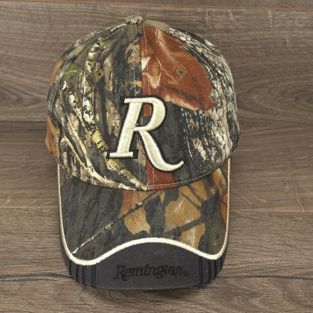 Remington Hat Cap Fitted L/XL Camo Men Hunting Outdoors Real Tree Logo Graphic